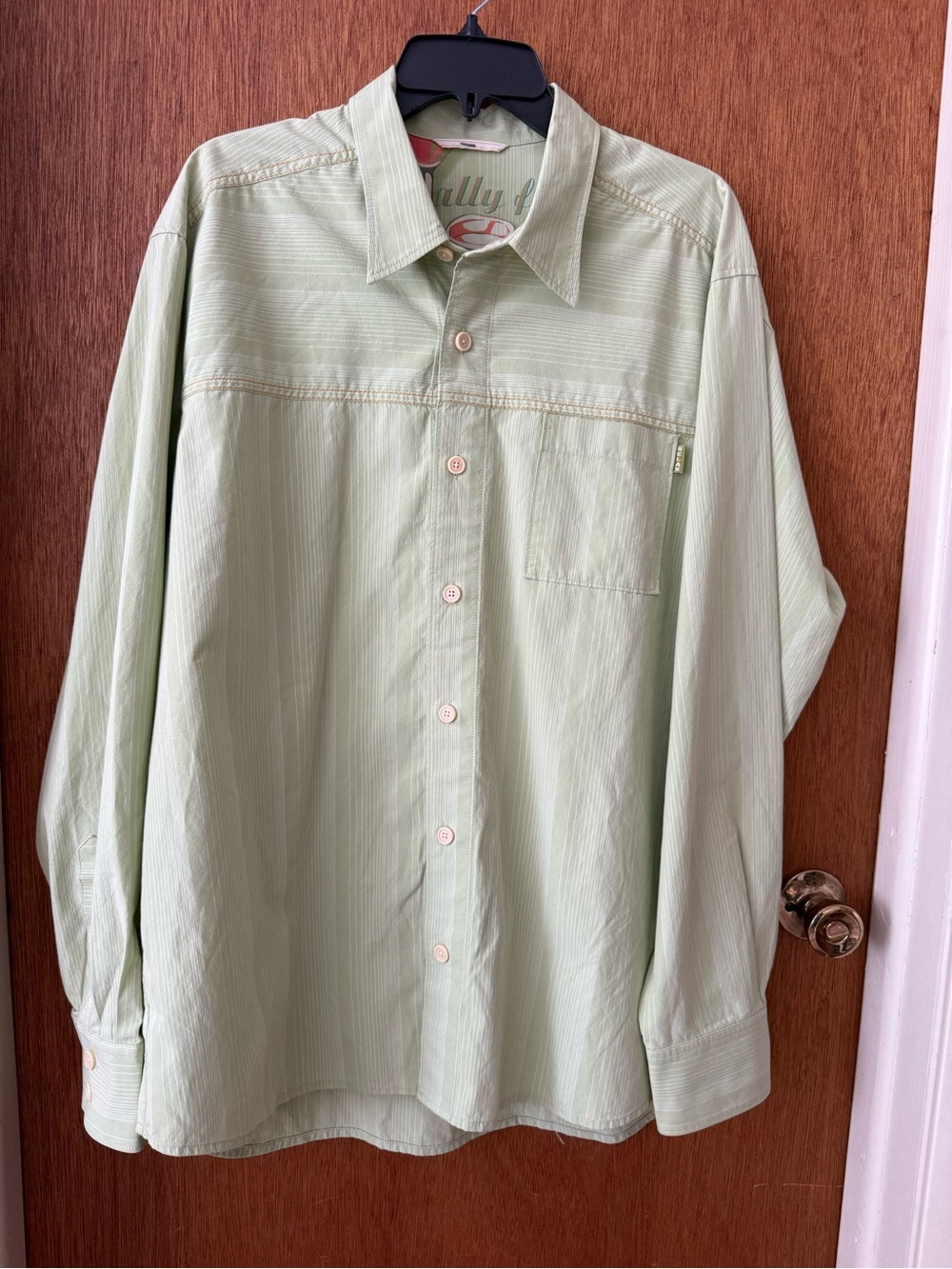 Tommy Bahama Light Mint Button-Up Shirt with Cocktail Interior Panel